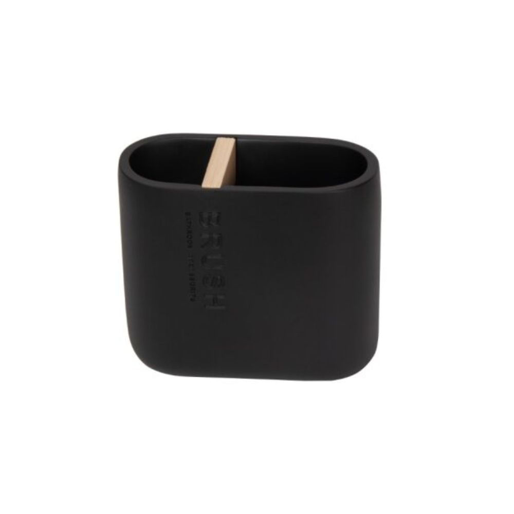 Porta Escova de Dente com Divisória em Bambu Preto Scandi Coisas e Coisinhas
