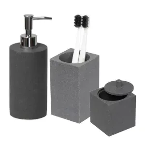 Kit Acessórios de Bancada para Banheiro 3 Peças Preto Cimento Sense  Coisas e Coisinhas