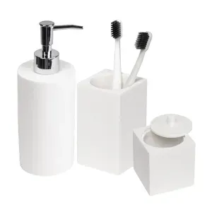 Kit Acessórios de Bancada para Banheiro 3 Peças Branco Cimento Sense  Coisas e Coisinhas