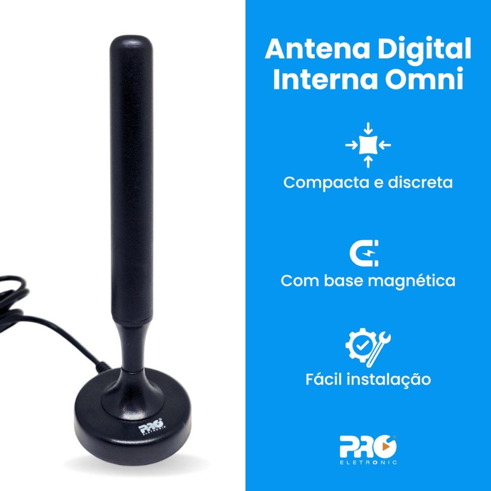 Antena Digital Interna Prohd-2400 Proeletro Com Base Magnética Proeletronic