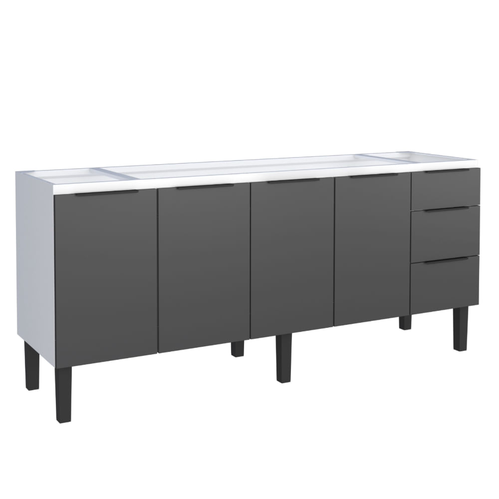 Gabinete de Cozinha em Aço Jupiter 192Cm Preto Cozimax