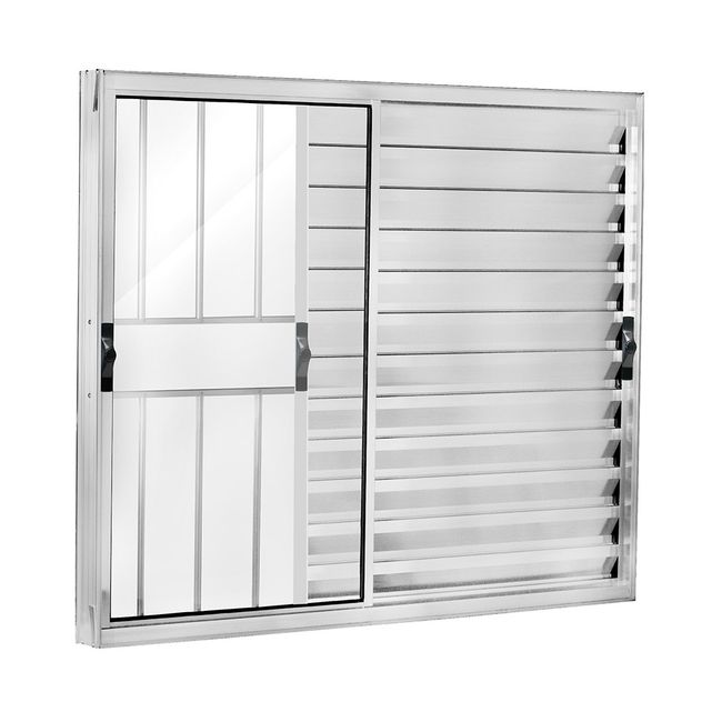 Janela-Veneziana-de-Correr-de-Aluminio-3-Folhas-Moveis-com-Grade-Fortsul-Esquadrisul-Alt--120cm-X