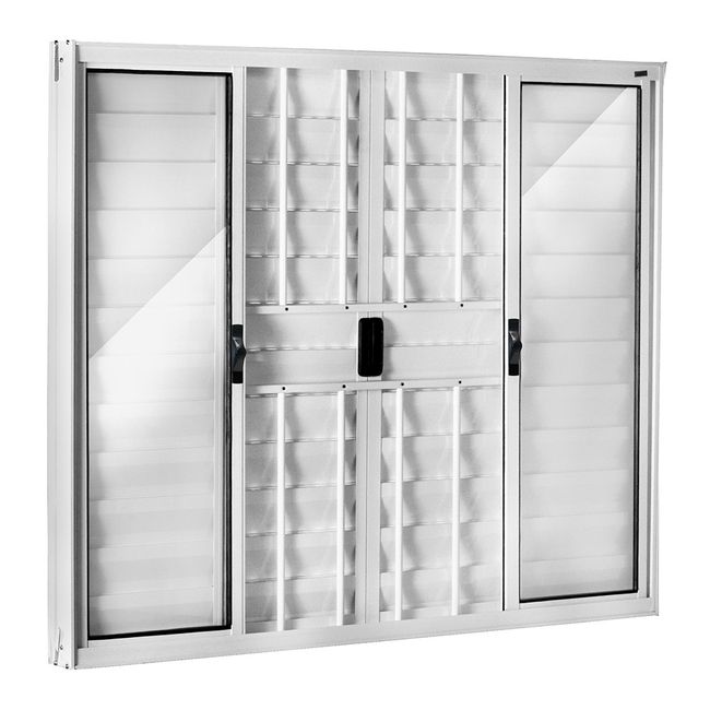 Janela-Veneziana-de-Correr-Central-de-Aluminio-6-Folhas-com-Grade-Fortsul-Esquadrisul-Alt--100cm-