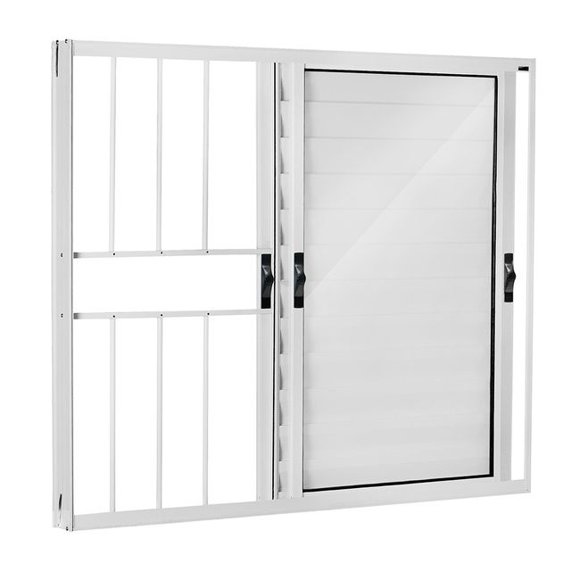 Janela-Veneziana-de-Correr-de-Aluminio-3-Folhas-Moveis-com-Grade-Fortsul-Esquadrisul-Alt--100cm-X