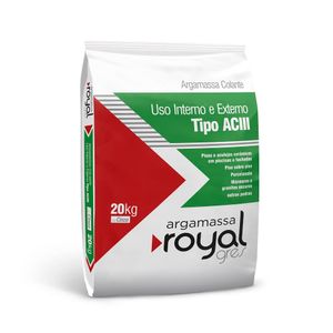 Argamassa ACIII Porcelanato Cerâmica Interno Externo Cinza 20kg Royal Gres