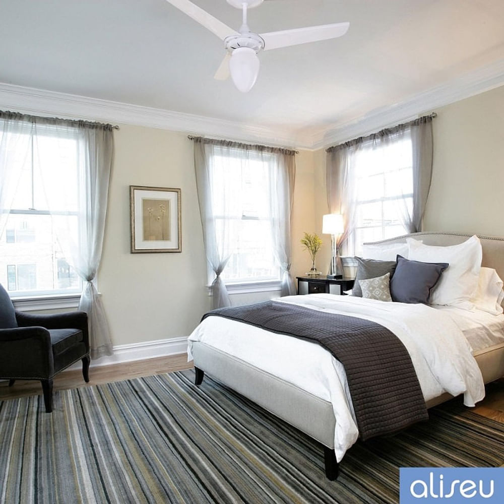 Ventilador de Teto Iceberg 3 Pás 127V 130W Controle Parede Branco Aliseu