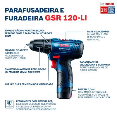 Kit Bosch 12V GDR 120-LI + GSR 120-LI 23 AC