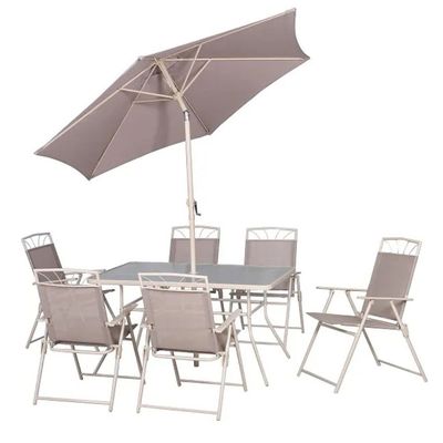 Conjunto de Jardim Mesa com 6 Cadeiras e Ombrelone Em Aco Coisas E Coisinhas -2-