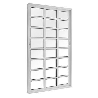 Porta-de-Correr-Topsul-Aluminio-3-Folhas-Moveis-Vidro-com-Travessas-Liso-Alt-210-cm-x-Comp-150-cm