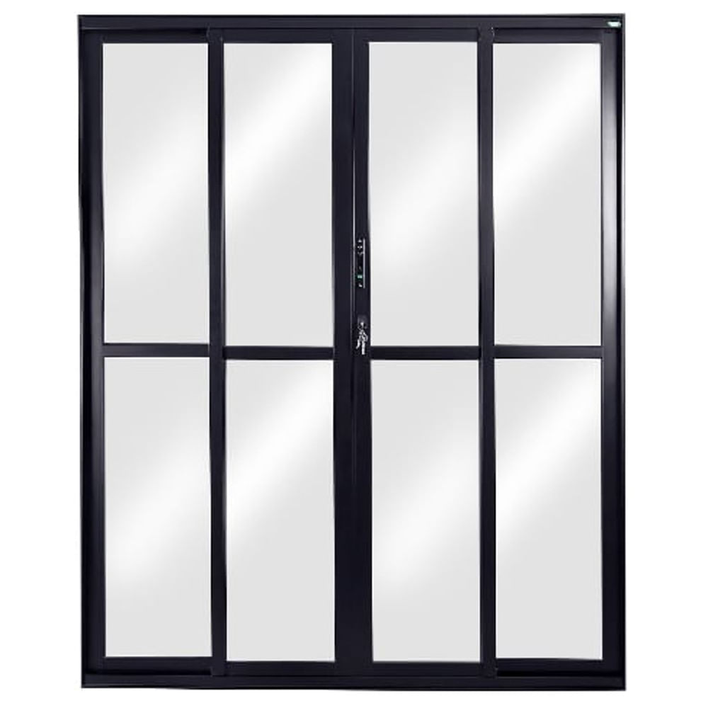 Porta Correr 4 Folhas Central Vidro Liso 210x200 Preto Topsul Esquadrisul