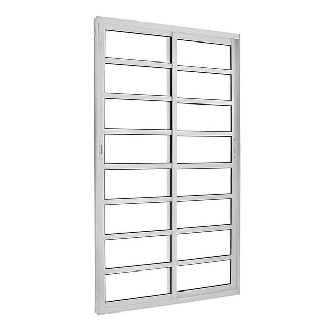 Porta-de-Correr-Topsul-Aluminio-2-Folhas-Moveis-Vidro-com-Travessas-Liso-Alt-210-cm-x-Comp-120-cm