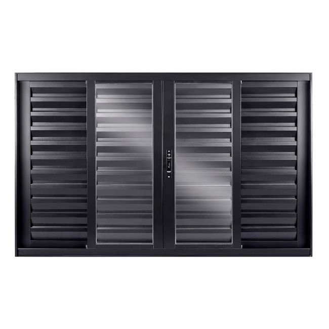 Janela Veneziana De Correr 6 Folhas Central Sem Grade Vidro Liso 100x150 Preto Topsul Esquadrisul