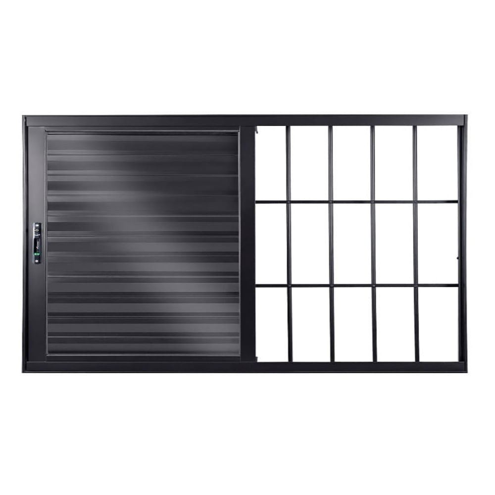 Janela Veneziana De Correr 3 Folhas Móveis Com Grade Vlis 100x120 Preto Topsul Esquadrisul