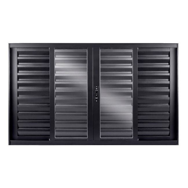 Janela Veneziana De Correr 6 Folhas Central Sem Grade Vidro Liso 100x120 Preto Topsul Esquadrisul