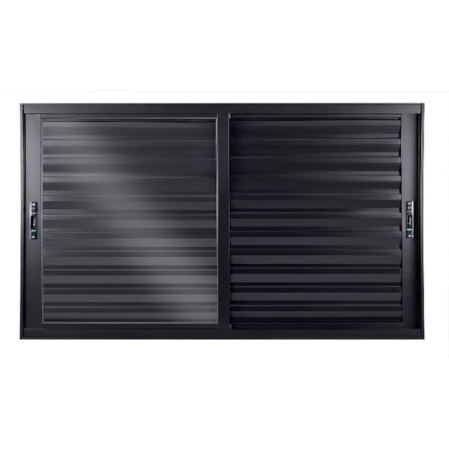 Janela Veneziana De Correr 3 Folhas Móveis Sem Grade Vlis 100x150 Preto Topsul Esquadrisul