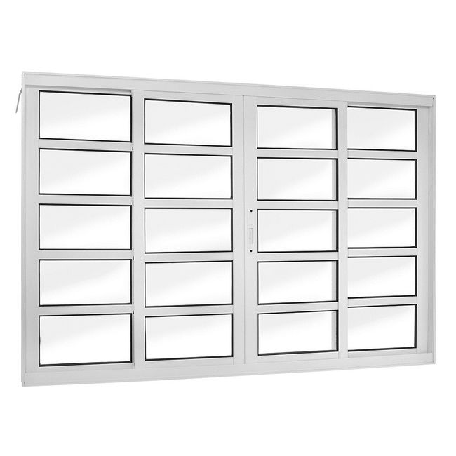 Janela-de-Correr-Topsul-Aluminio-4-Folhas-Moveis-Vidro-com-Travessas-Liso-Alt-100-cm-x-Comp-120-c