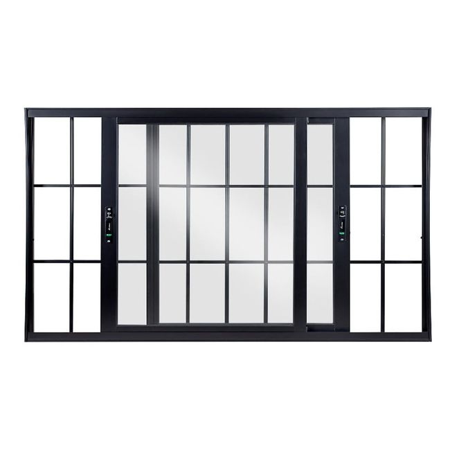 Janela Correr de Alumínio 120x150 2 Folhas Móveis Com Grade Vidro Liso Preto Topsul Esquadrisul