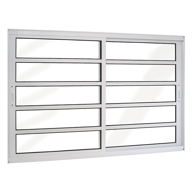 Janela-de-Correr-Topsul-Aluminio-2-Folhas-Moveis-Vidro-com-Travessas-Liso-Alt-120-cm-x-Comp-120-c