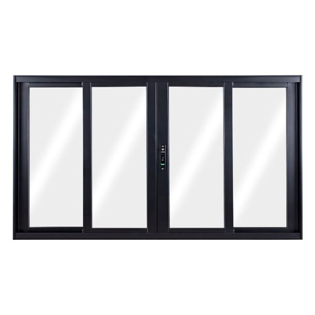 Janela Correr de Alumínio 100x150 4 Folhas Sem Grade Vidro Liso Preto Topsul Esquadrisul