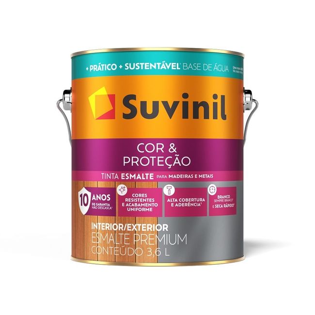 Tinta Esmalte Base Água Cor & Proteção Branco Acetinado 3,6l Suvinil