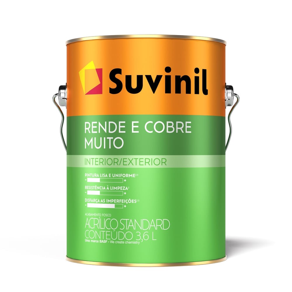 Tinta Acrílica Standard Rende e Cobre Muito Interior e Exterior Elefante Fosco 3,6l Suvinil