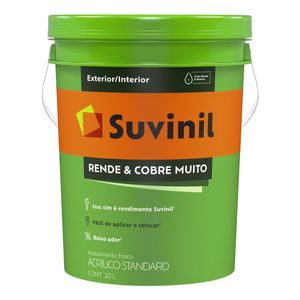 Tinta Acrílica Standard Rende e Cobre Muito Interior e Exterior Branco Fosco 20l Suvinil