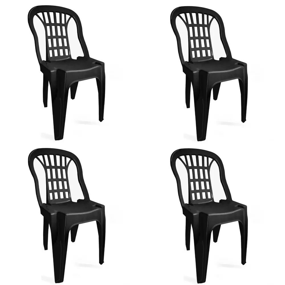 Kit 4 Cadeiras Bistrô Plásticas Serro Pretas Antares