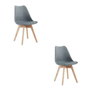 Kit 2 Cadeiras Eames Leda com Almofada Cinza para Mesa de Jantar Coisas e Coisinhas