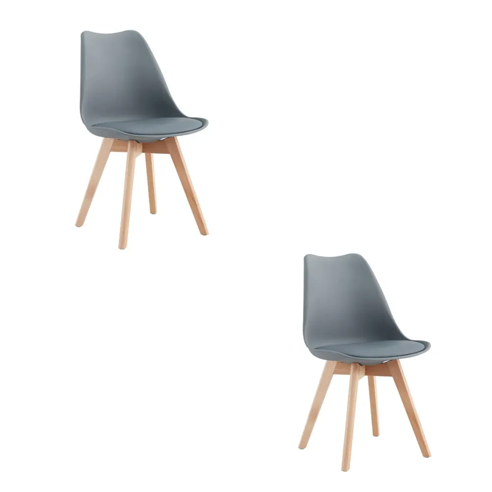 Kit 2 Cadeiras Eames Leda com Almofada Cinza para Mesa de Jantar Coisas e Coisinhas