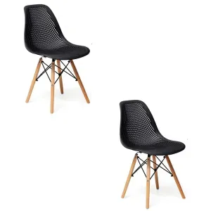 Kit 2 Cadeiras Eames Colmeia Preta para Mesa de Jantar Coisas e Coisinhas