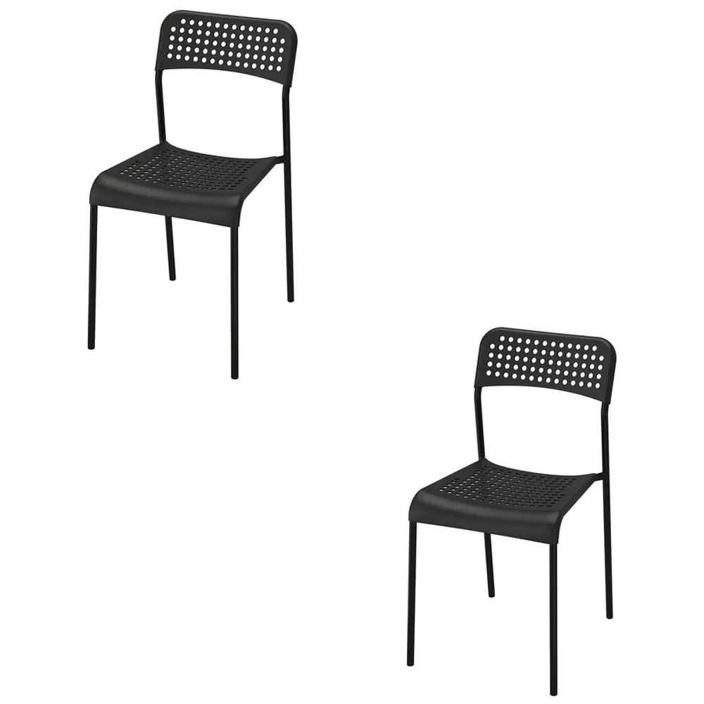 Kit 2 Cadeiras empilhável Vilhena Preta em Polipropileno e Metal Coisas Coisinhas