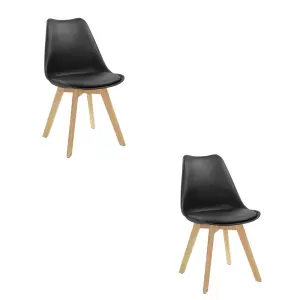 Kit 2 Cadeiras Eames Leda com Almofada Preta para Mesa de Jantar Coisas e Coisinhas