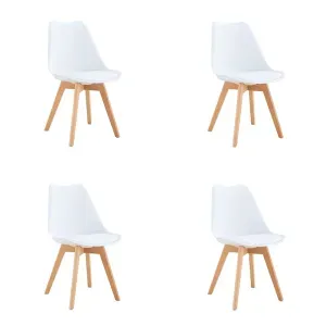 Kit 4 Cadeiras Eames Leda com Almofada Branca para Mesa de Jantar Coisas e Coisinhas