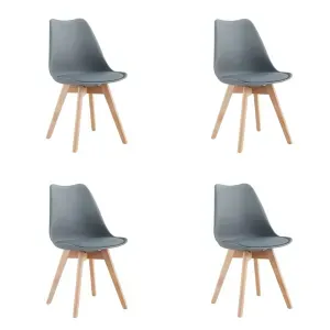 Kit 4 Cadeiras Eames Leda com Almofada Cinza para Mesa de Jantar Coisas e Coisinhas