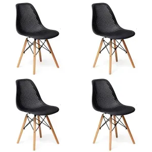 Kit 4 Cadeiras Eames Colmeia Preta para Mesa de Jantar Coisas e Coisinhas