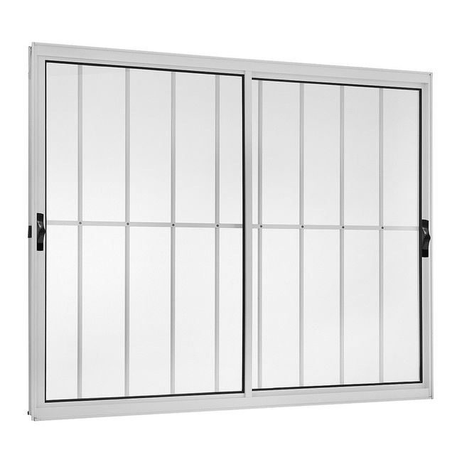 Janela-Correr-2-Folhas-Moveis-comGrade-100X120--CompX-Larg--Aluminio-Branca-Esquadrisul-1641506