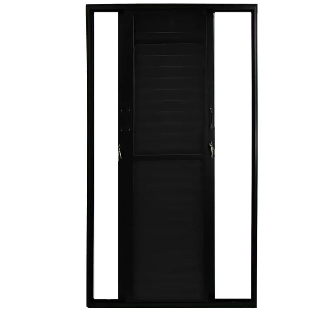 Porta Balcao 3 Folhas Moveis 210X150 Vidro Liso Black Fortsul