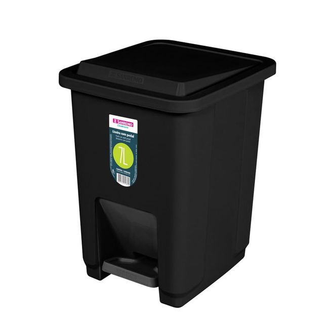 Lixeira-Com-Pedal-Plstico-7L-Preta-Sanremo