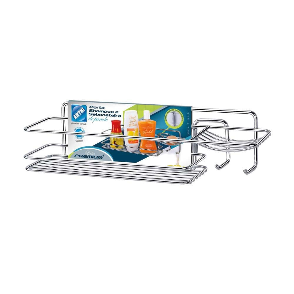 Porta shampoo retangular cromado Premium 1241 Arthi