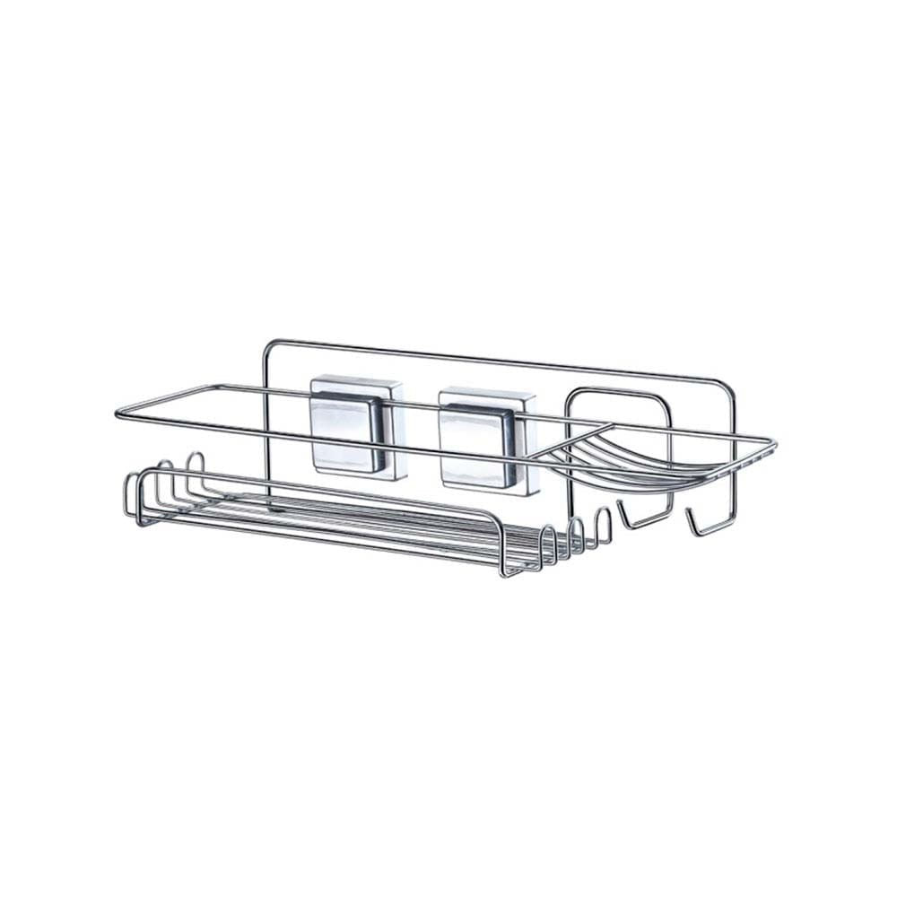 Prateleira para shampoo retangular com ventosas aço cromado Arthi