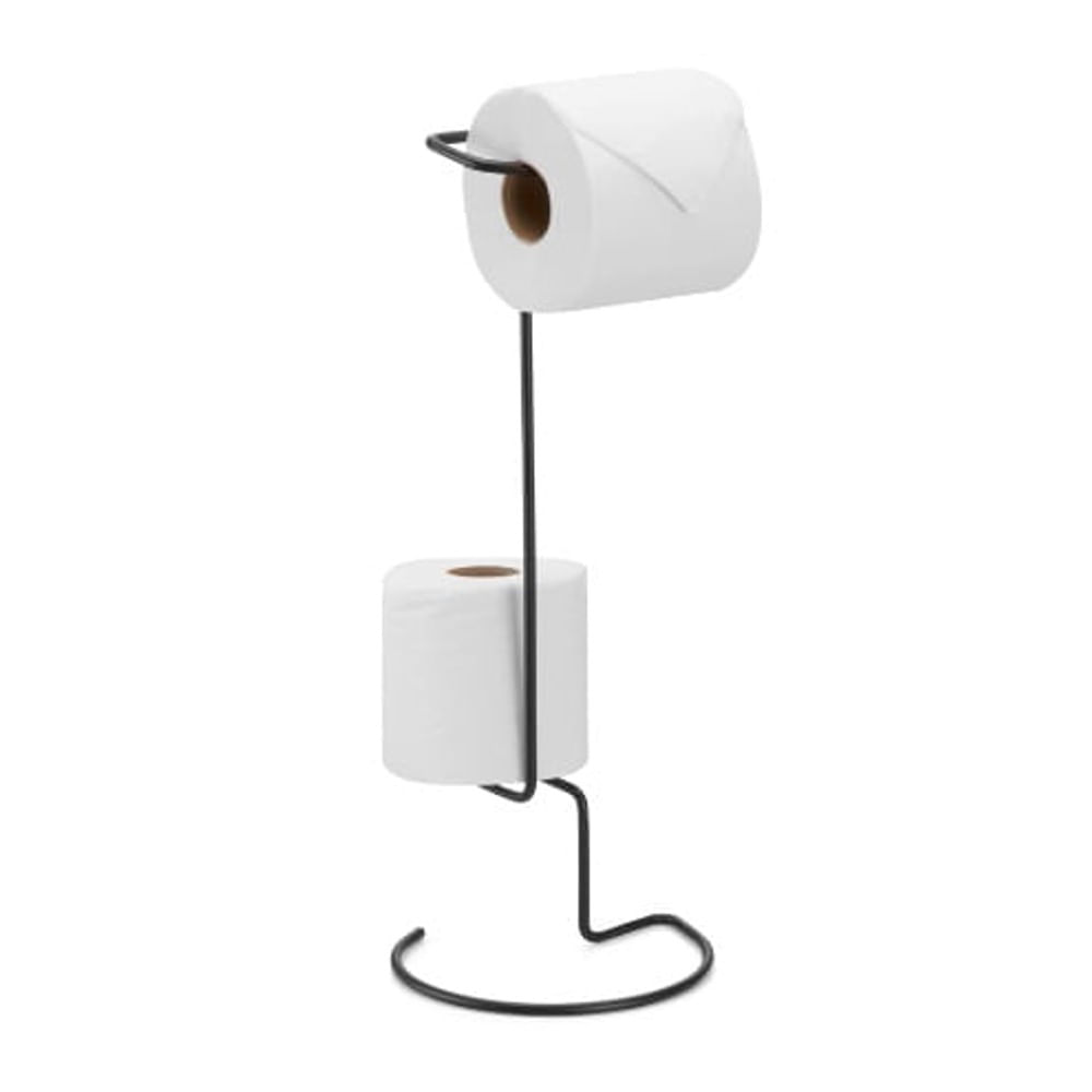 Porta Papel Higiênico Chão Dispenser Preto Fosco Arthi