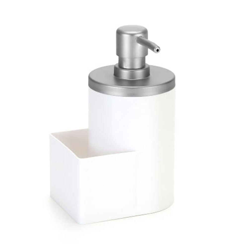 Porta Sabonete Liquido 500Ml Branco Cromo Fosco