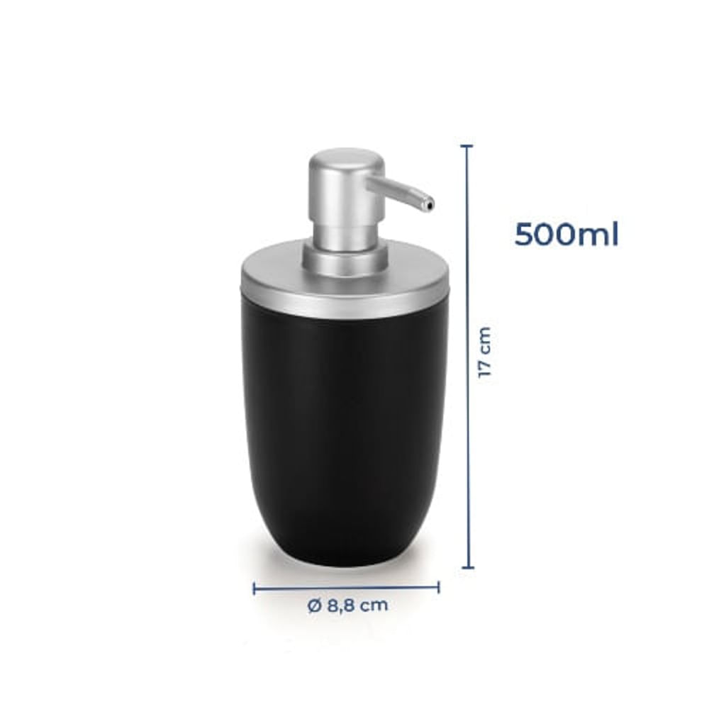 Porta Sabonete Liquido 500Ml Preto Cromo Fosco