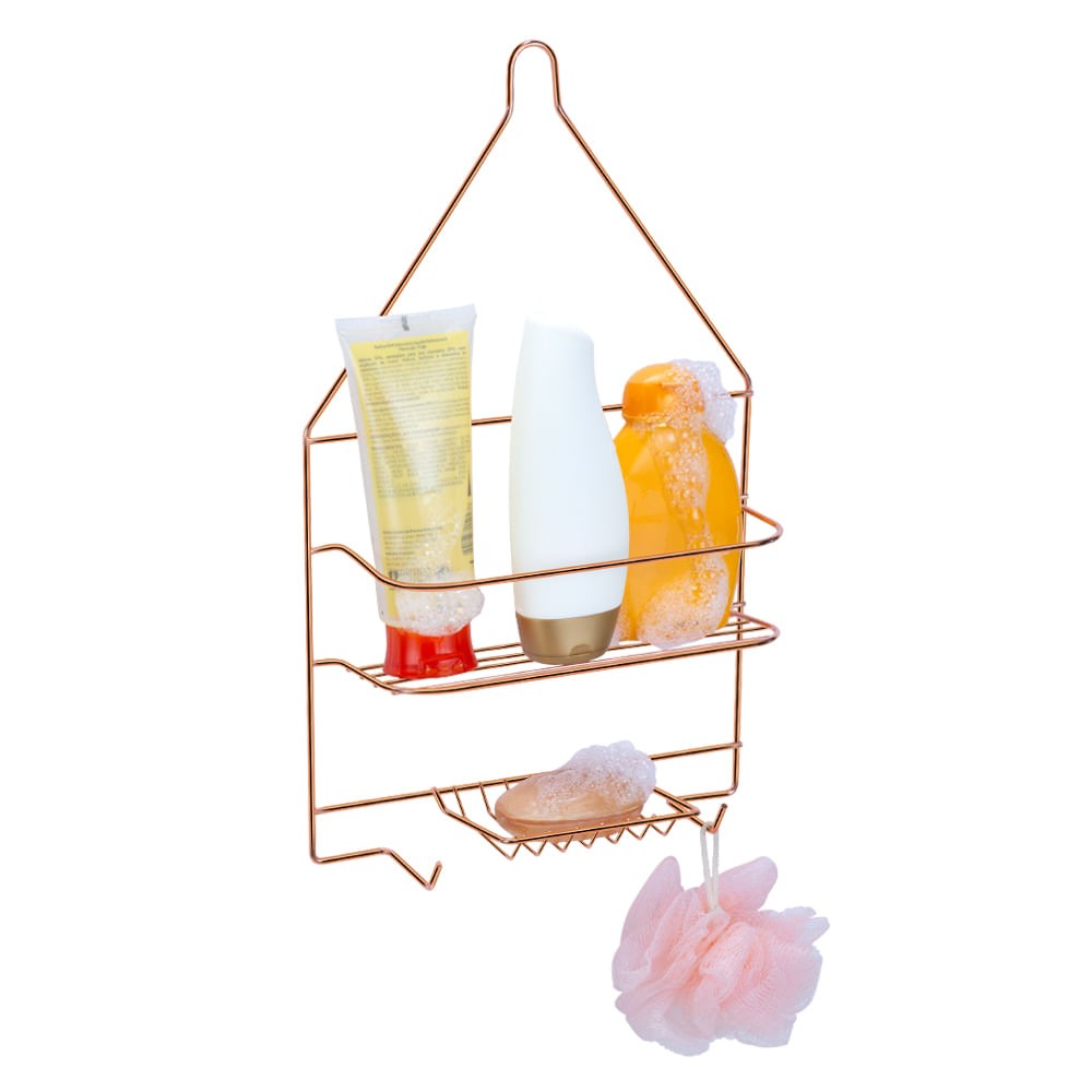 Porta shampoo Arthi de parede C: 25,5cm de aço rose gold Master