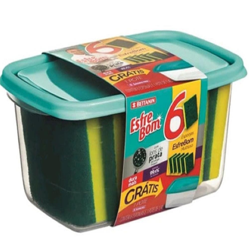 esponja abrasiva com 6 esfrebom bettanin