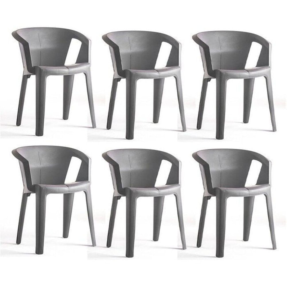 Kit 6 Cadeiras Una Cinza Mushroom Im In Empilháveis Grifit