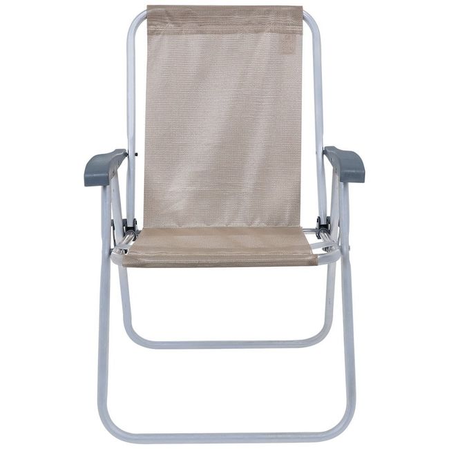 Cadeira de Praia Alta Relax Comfort Bege Alumínio Bel Nordeste