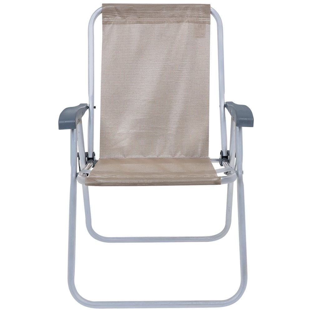 Cadeira de Praia Alta Relax Comfort Bege Alumínio Bel Nordeste