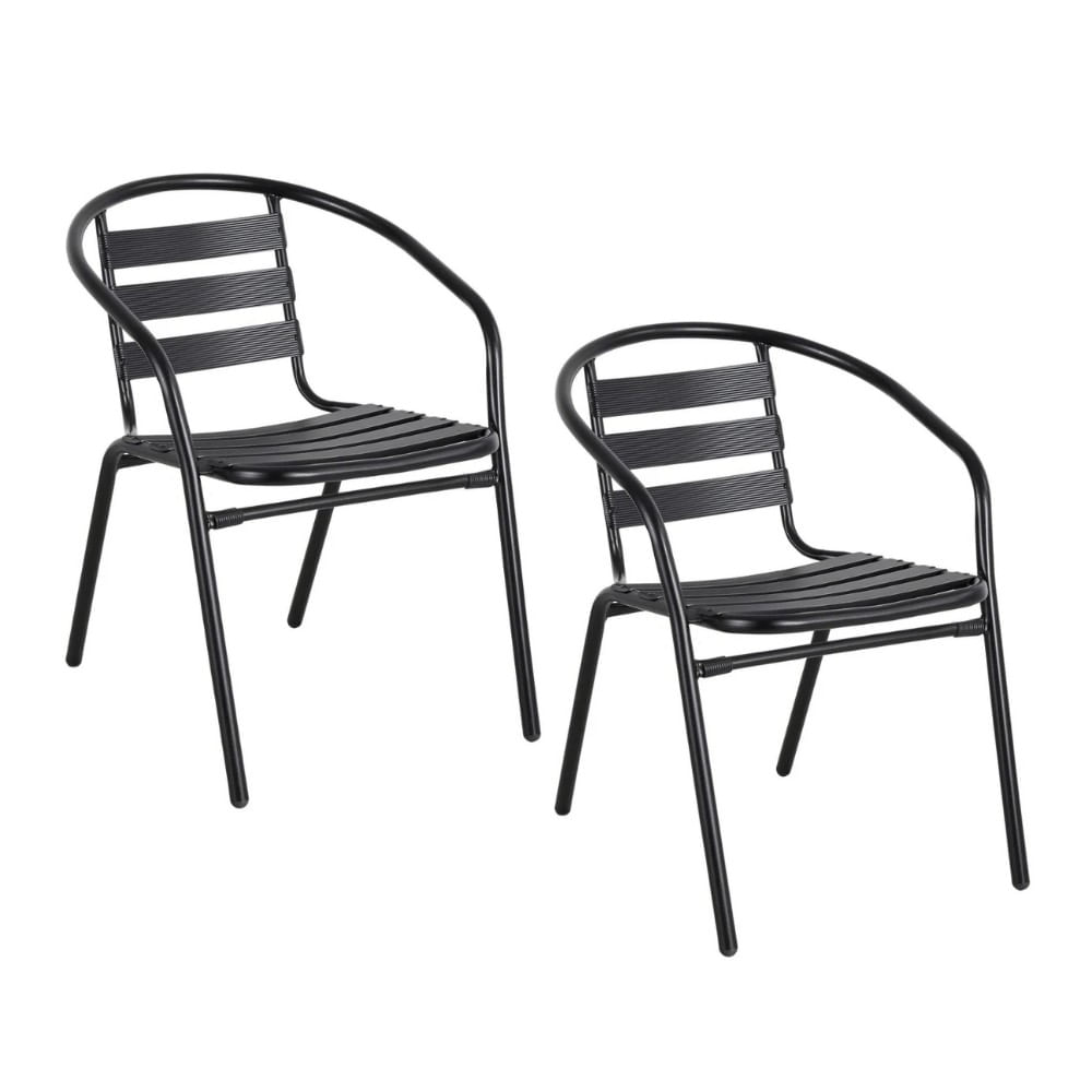 Kit 2 Cadeiras de Jardim e Área Externa Roda Viva em Alumínio Preto Coisas e Coisinhas