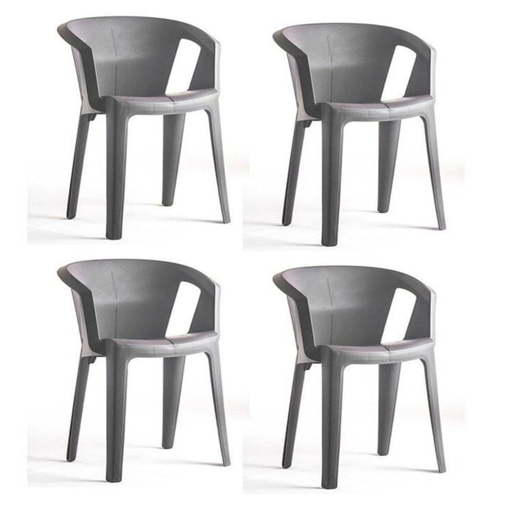 Kit 4 Cadeiras Una Cinza Mushroom Im In Empilháveis Grifit